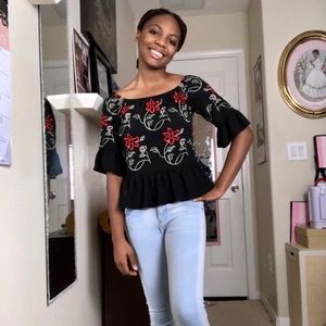 Embroidery Floral Blouse